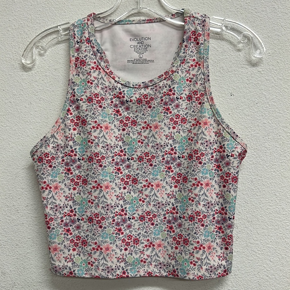 Evolution and Creation Floral Sport Crop Top L - Picture 6 of 9